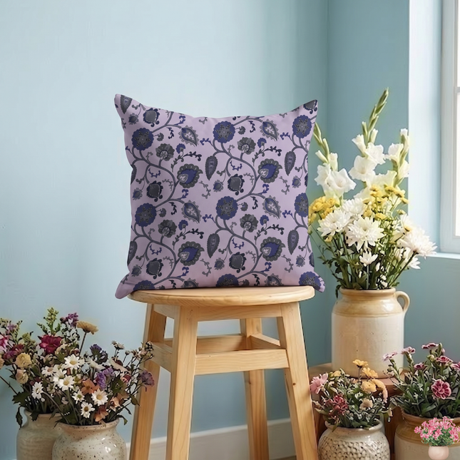 Green and Blue Floral and Leaves Pattern Velvet readymade cushion cover