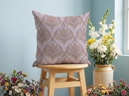 Lavender Grey and Rose Floral and Leaves Pattern Velvet readymade cushion cover