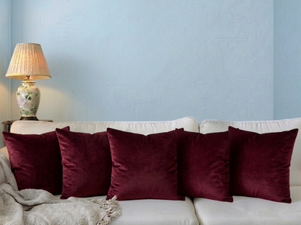 Wine colour textured pattern velvet flock readymade cushion cover