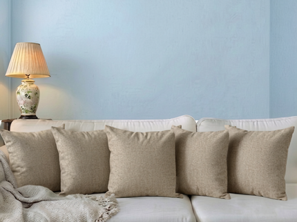 Taupe colour textured weave pattern velvet flock readymade cushion cover