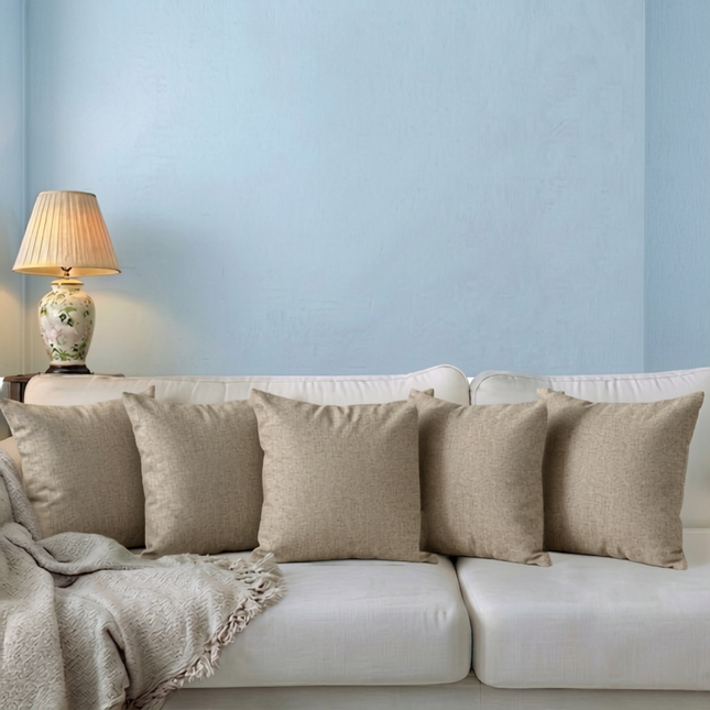 Taupe colour textured weave pattern velvet flock readymade cushion cover