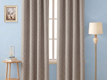 Taupe colour geometric floral pattern velvet flock readymade curtain