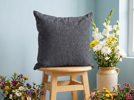 Navy blue colour textured weave pattern velvet flock readymade cushion cover