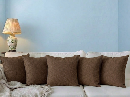 Brown colour textured pattern velvet flock readymade cushion cover