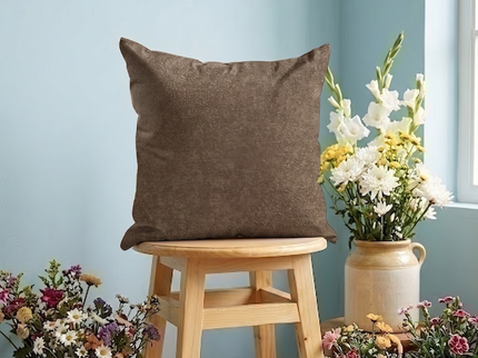 Espresso Brown Colour Textured Velvet Flock readymade cushion cover