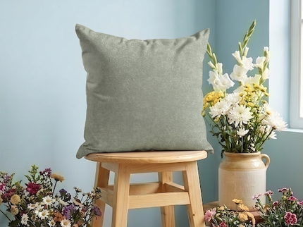 Stone Beige Colour Textured Velvet Flock readymade cushion cover
