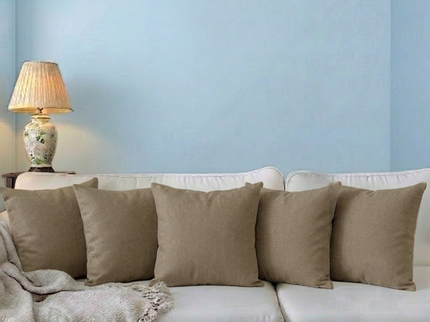 Taupe colour textured pattern velvet flock readymade cushion cover