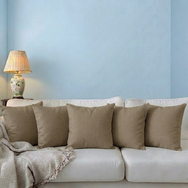 Taupe colour textured pattern velvet flock readymade cushion cover