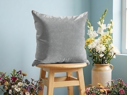 Light Grey Beige Colour Textured Velvet Flock readymade cushion cover