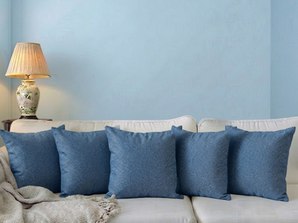 Royal blue colour textured pattern velvet flock readymade cushion cover