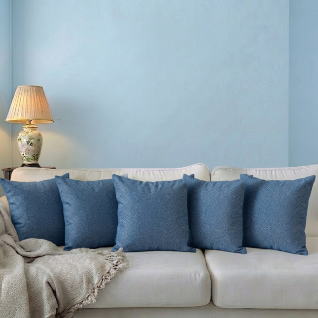 Royal blue colour textured pattern velvet flock readymade cushion cover