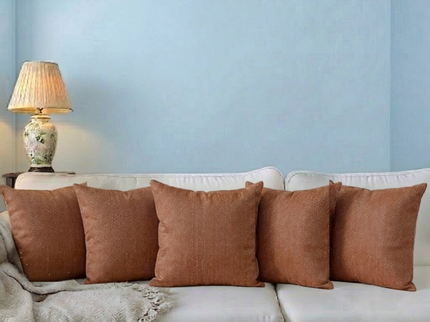 Rust colour textured pattern velvet flock readymade cushion cover
