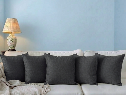 Charcoal grey colour textured velvet flock readymade cushion cover
