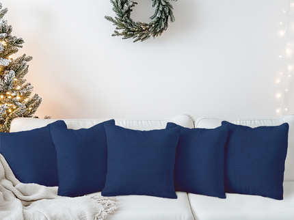 Dark Blue Colour Textured Velvet Flock Readymade cushion cover