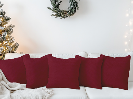 Carmine Red Colour Textured Velvet Flock Readymade cushion cover