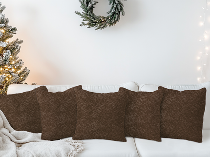 Pastel Brown Colour Textured Velvet Flock Readymade cushion cover