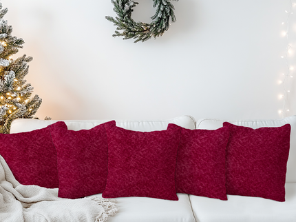 Wine Colour Textured Velvet Flock Readymade cushion cover