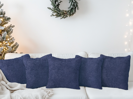 Dark Blue Colour Textured Velvet Flock Readymade cushion cover