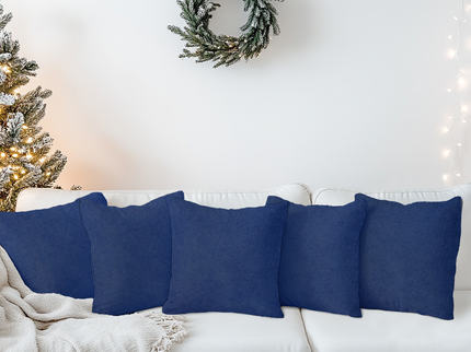 Prussian Blue Colour Textured Velvet Flock Readymade cushion cover