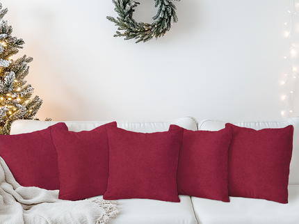 Wine Colour Textured Velvet Flock Readymade cushion cover