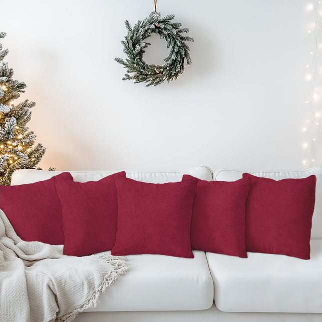 Wine Colour Textured Velvet Flock Readymade cushion cover