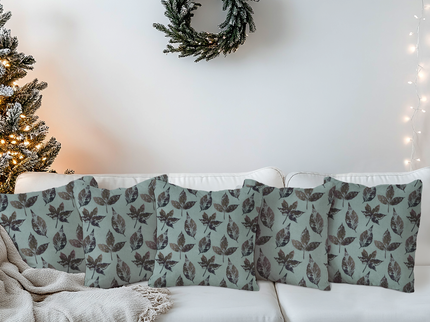 Brown and Dark Brown Colour Leaves Pattern readymade cushion cover