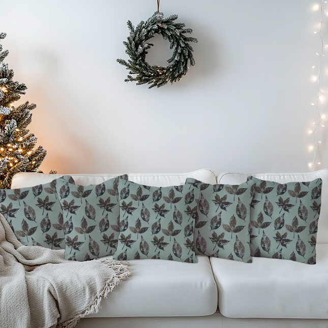 Brown and Dark Brown Colour Leaves Pattern readymade cushion cover