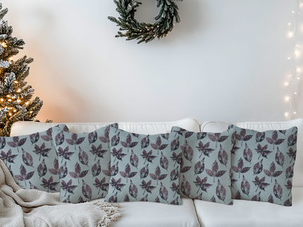 Dusty mauve and Brown Colour Leaves Pattern readymade cushion cover