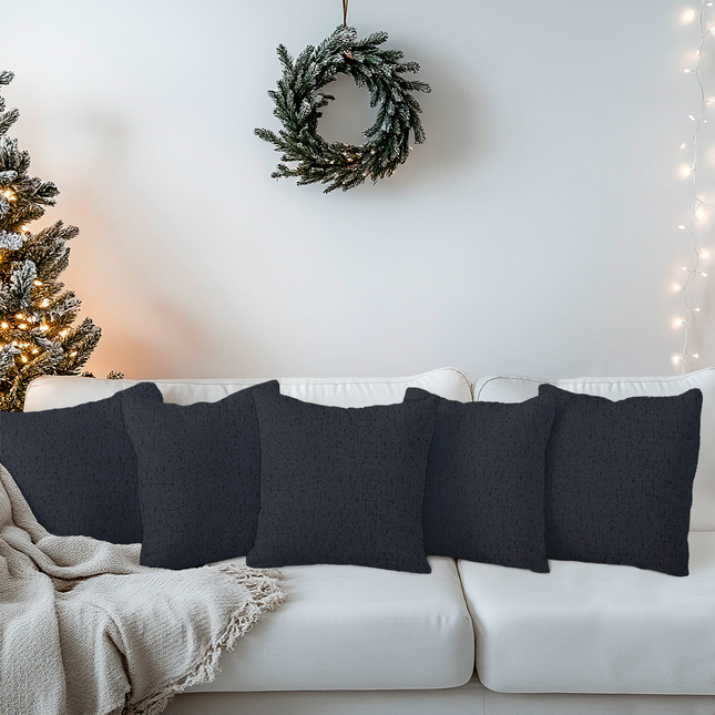 Medium Grey Colour Textured Suede Readymade cushion cover