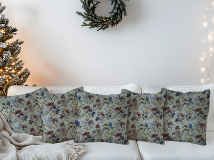 Brown and Soft Olive Colour Floral and Leaves Pattern readymade cushion cover