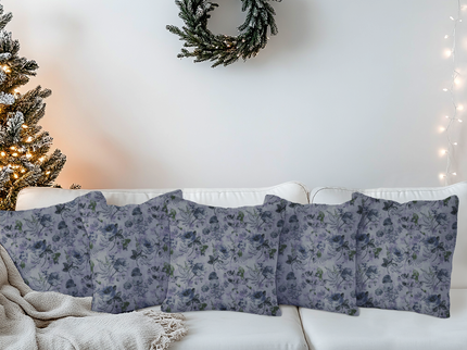 Violet and Indigo Colour Floral and Leaves Pattern readymade cushion cover