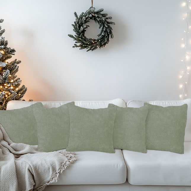 Stone Beige Colour Textured Velvet Flock readymade cushion cover