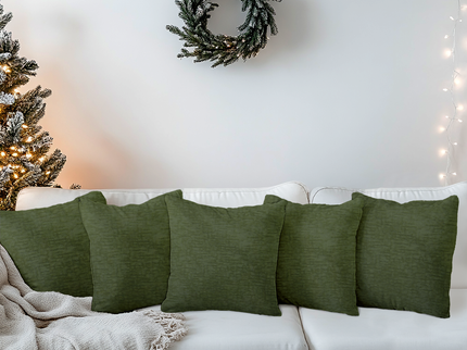 Olive Green Colour Textured Velvet Flock readymade cushion cover