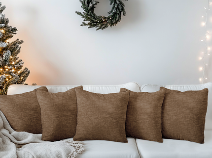 Brown Colour Textured Velvet Flock readymade cushion cover