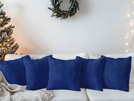 Royal Navy Blue Colour Textued Velvet Flock readymade cushion cover