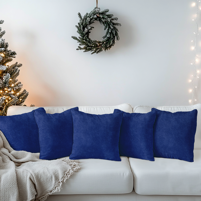 Royal Navy Blue Colour Textued Velvet Flock readymade cushion cover