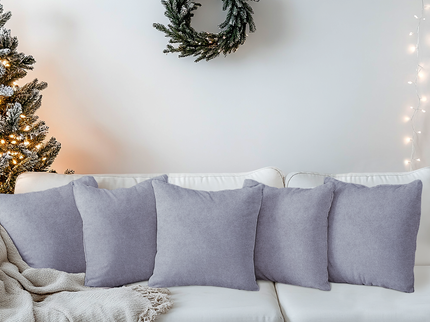 Silver Grey Colour Textured Velvet Flock readymade cushion cover