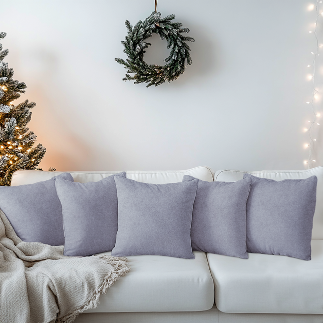 Silver Grey Colour Textured Velvet Flock readymade cushion cover