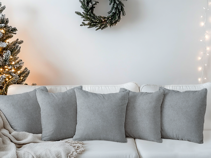 Beige Grey Colour Textured Velvet Flock readymade cushion cover