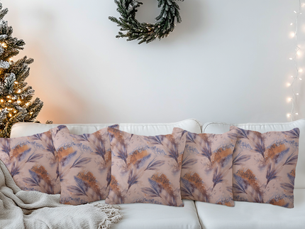 Blue and Slate Grey Colour Floral and Leaves Pattern readymade cushion cover