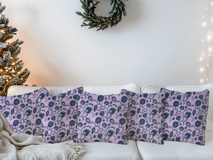 Green and Blue Floral and Leaves Pattern Velvet readymade cushion cover