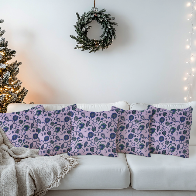 Green and Blue Floral and Leaves Pattern Velvet readymade cushion cover