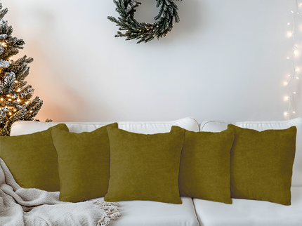 Dark Yellow Colour Textued Velvet Flock Readymade cushion cover