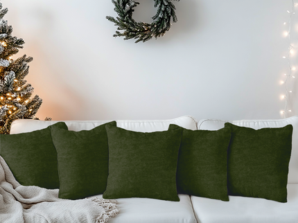 Olive Green Colour Textued Velvet Flock Readymade cushion cover