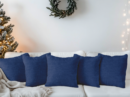 Royal Navy Blue Textued Velvet Flock Readymade cushion cover