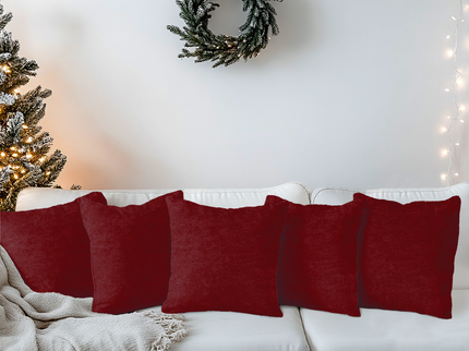 Maroon Colour Textured Velvet Flock Readymade cushion cover