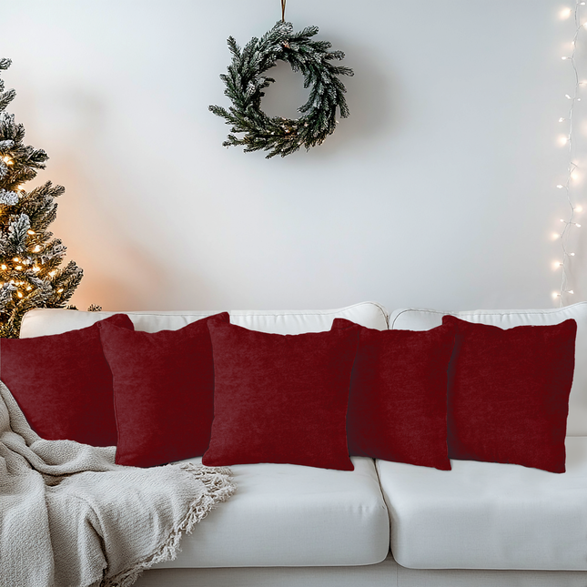 Maroon Colour Textured Velvet Flock Readymade cushion cover