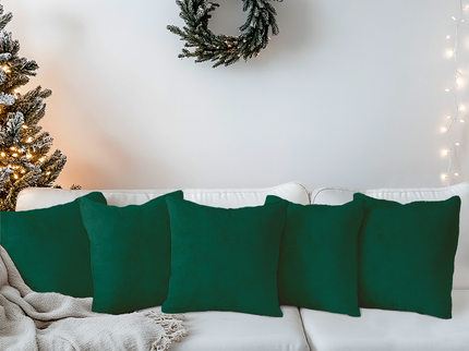 Medium Green Colour Textured Velvet Flock readymade cushion cover