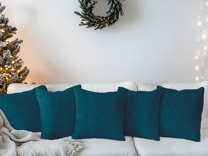 Dark Green Colour Plain Velvet Flock readymade cushion cover