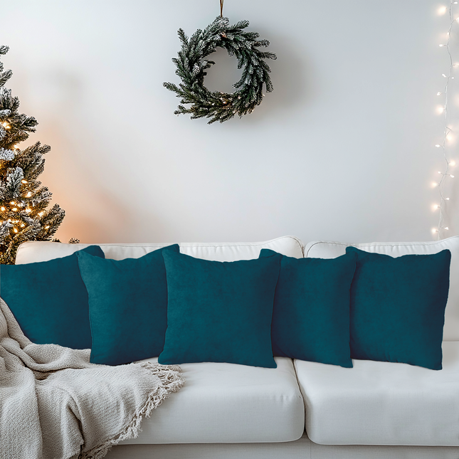 Dark Green Colour Plain Velvet Flock readymade cushion cover